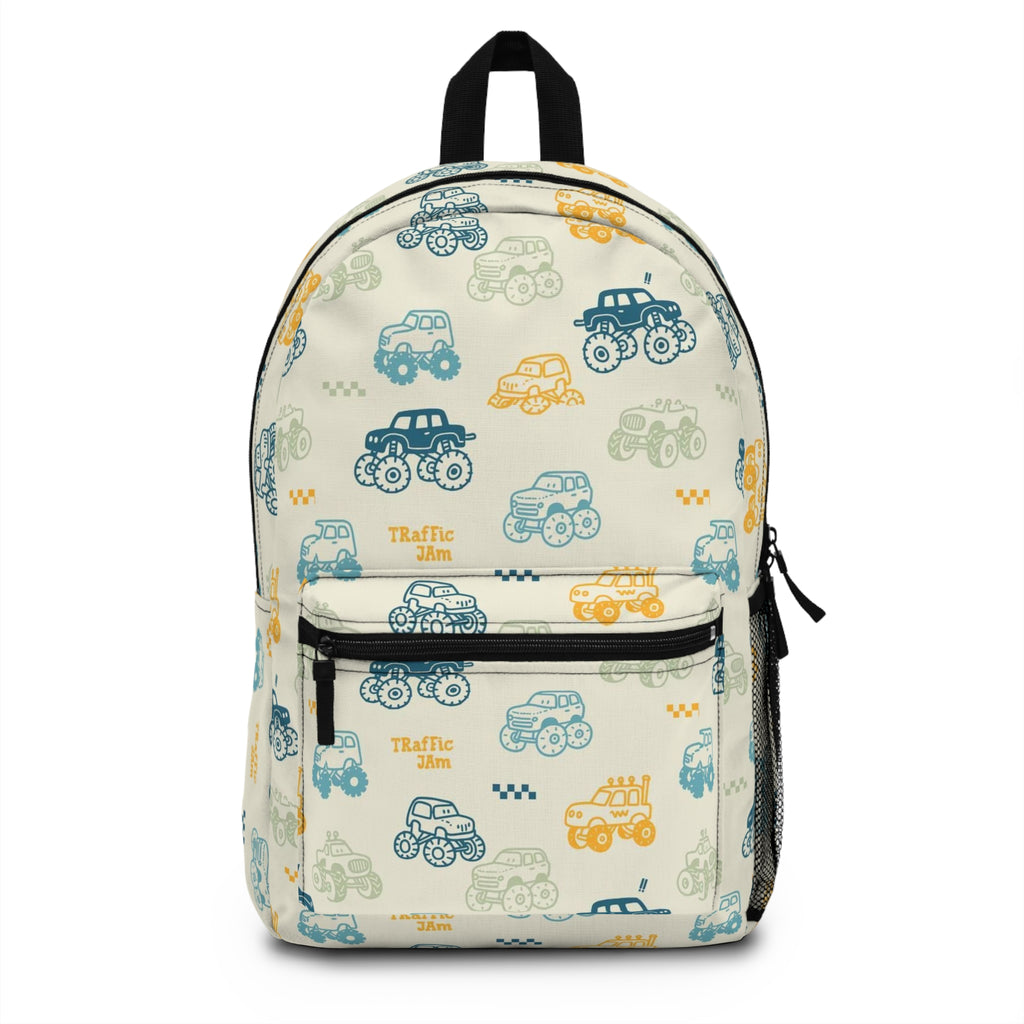 Kids' Cars Print Backpack — Cute Traffic Jam Pattern School Bag
