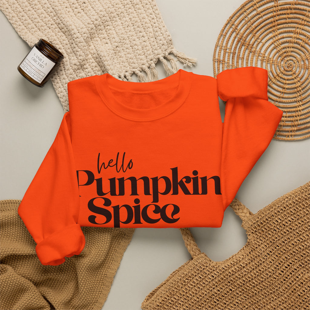 Pumpkin Spice Crewneck Sweatshirt — "hello Pumpkin Spice" Cozy Fall Pullover