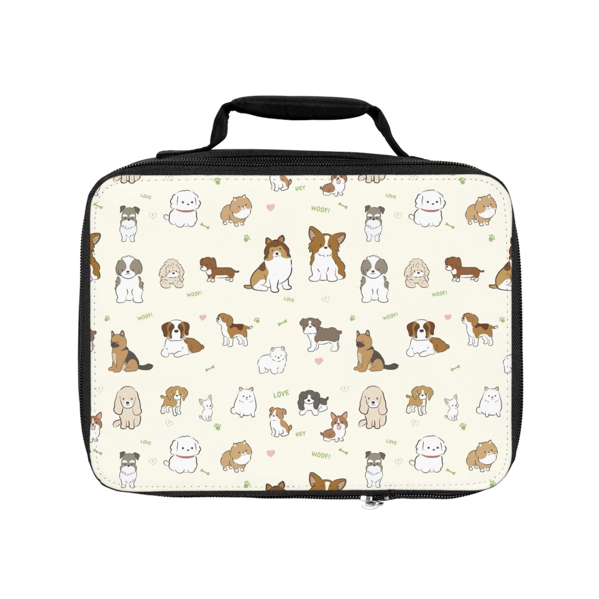 Cute Cartoon Dogs Lunch Bag – Insulated Puppy Pattern Bento Tote