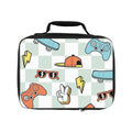 Retro Gamer Pattern Lunch Bag — Skateboards, Controllers & Cap Kids Lunchbox