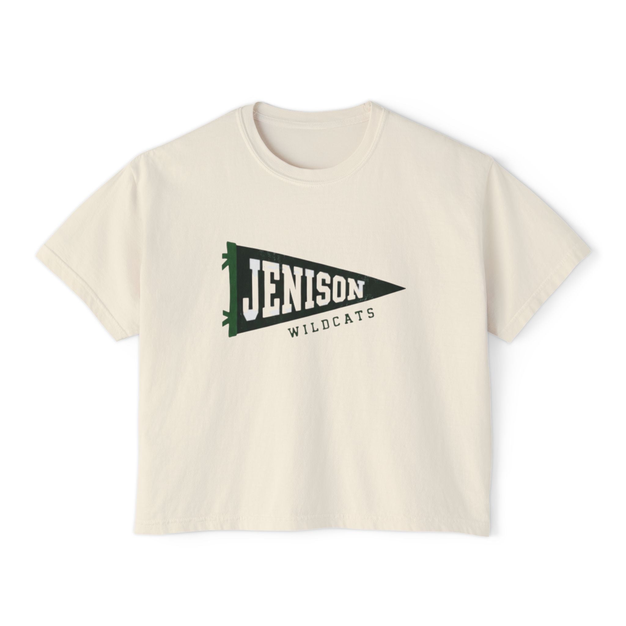 Jenison Wildcats Cropped Boxy Tee – Vintage Pennant School Spirit Shirt