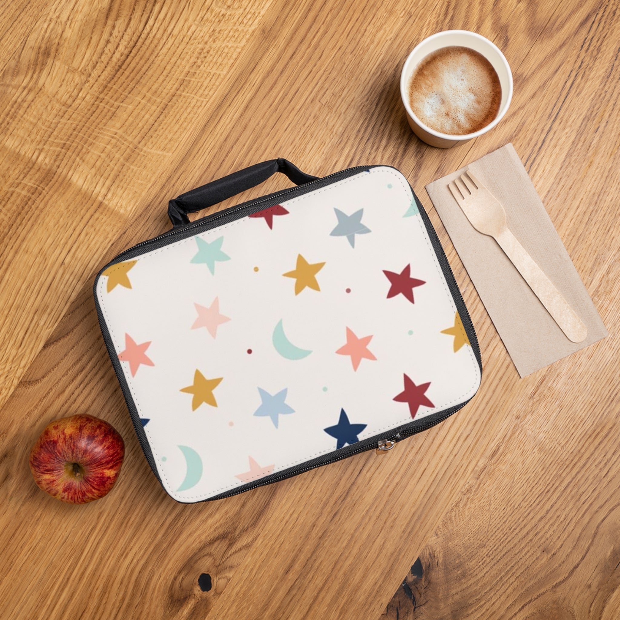 Starry Moon Pattern Lunch Bag — Colorful Kids Insulated Bento Tote