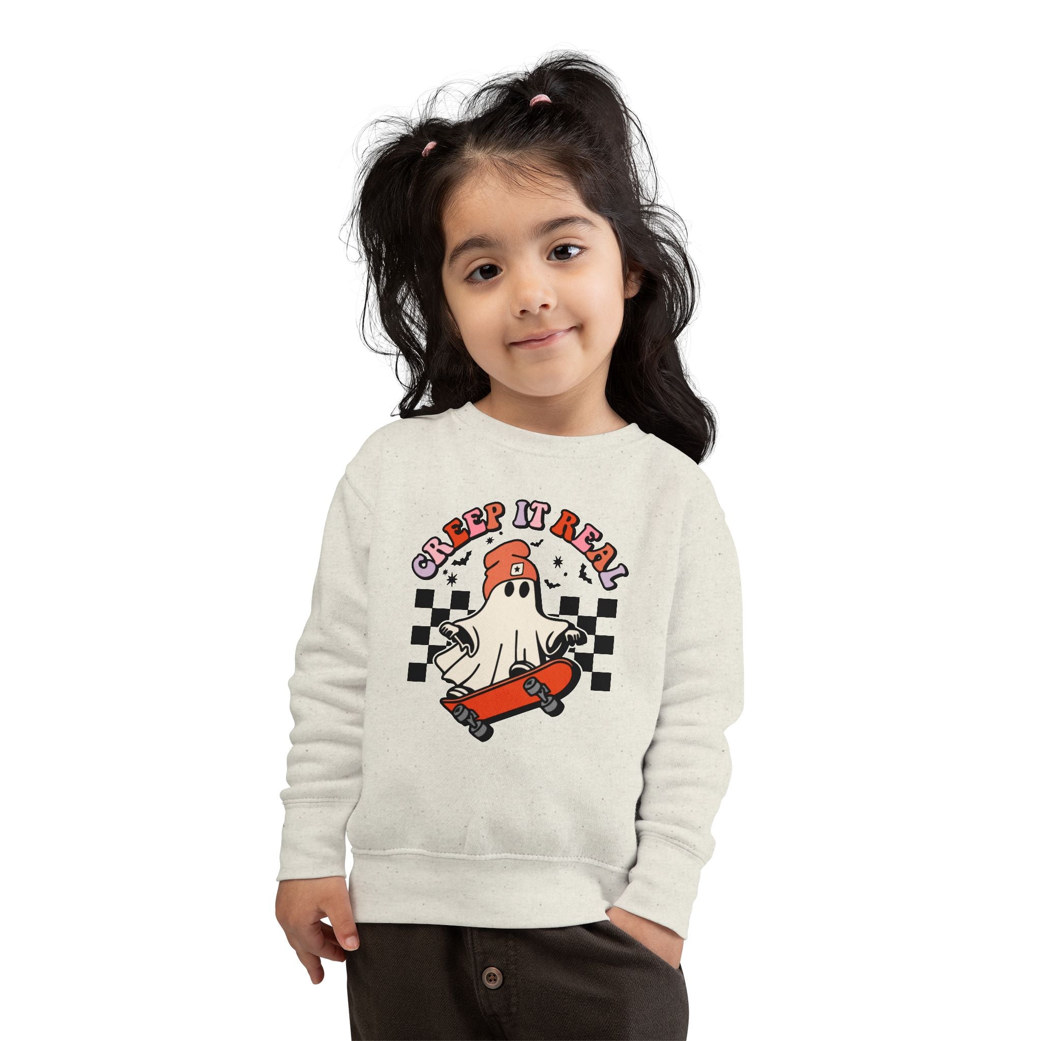 Toddler Sweatshirt — "Creep It Real" Skate Ghost Graphic Kids Pullover