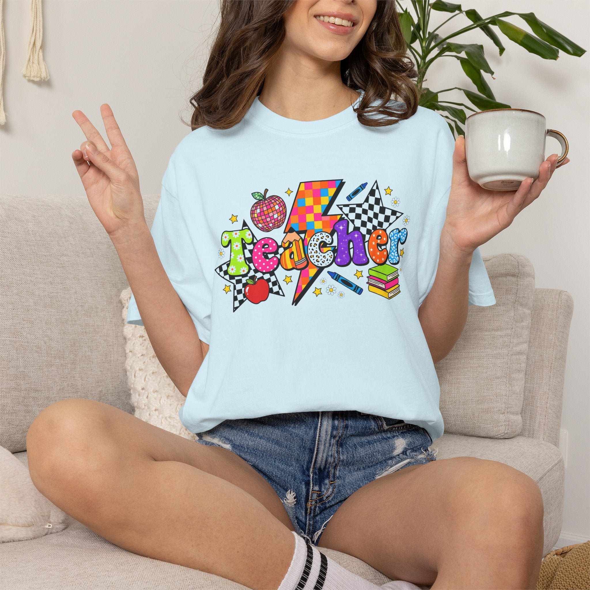 Teacher Pop Art T‑Shirt — Colorful Back-to-School Teacher Gift