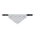 Clip-On Pet Bandana — Blue Checkered Pattern with Tiny Red Hearts, Adjustable Collar Accessory