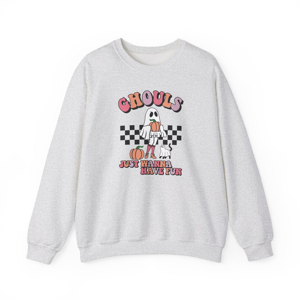 Ghoul Crewneck Sweatshirt — “Ghouls Just Wanna Have Fun” Retro Halloween Pullover