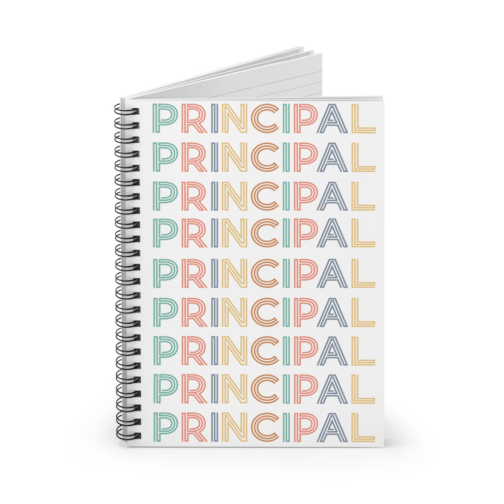 Principal Pattern Spiral Notebook — Pastel Teacher Journal, Ruled School Planner
