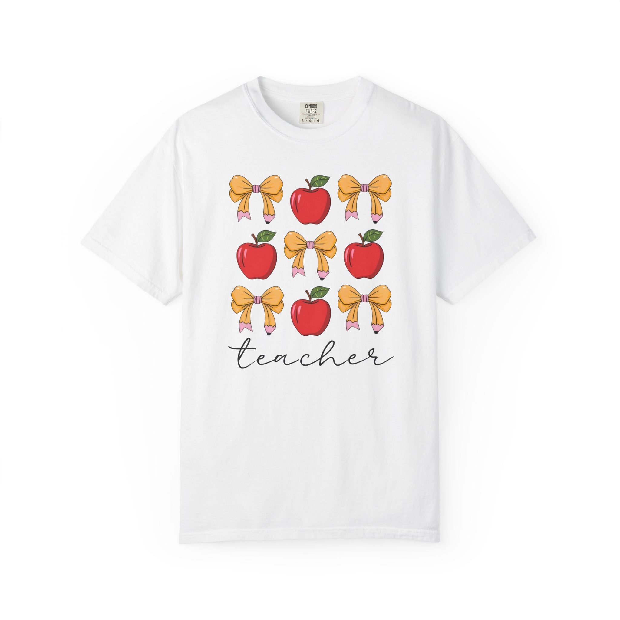 Teacher Apples & Bows T-Shirt — Cute Back-to-School Gift
