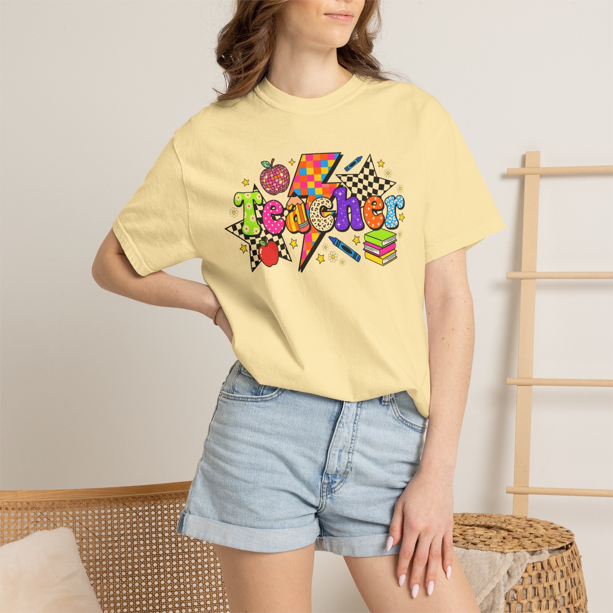 Teacher Pop Art T‑Shirt — Colorful Back-to-School Teacher Gift