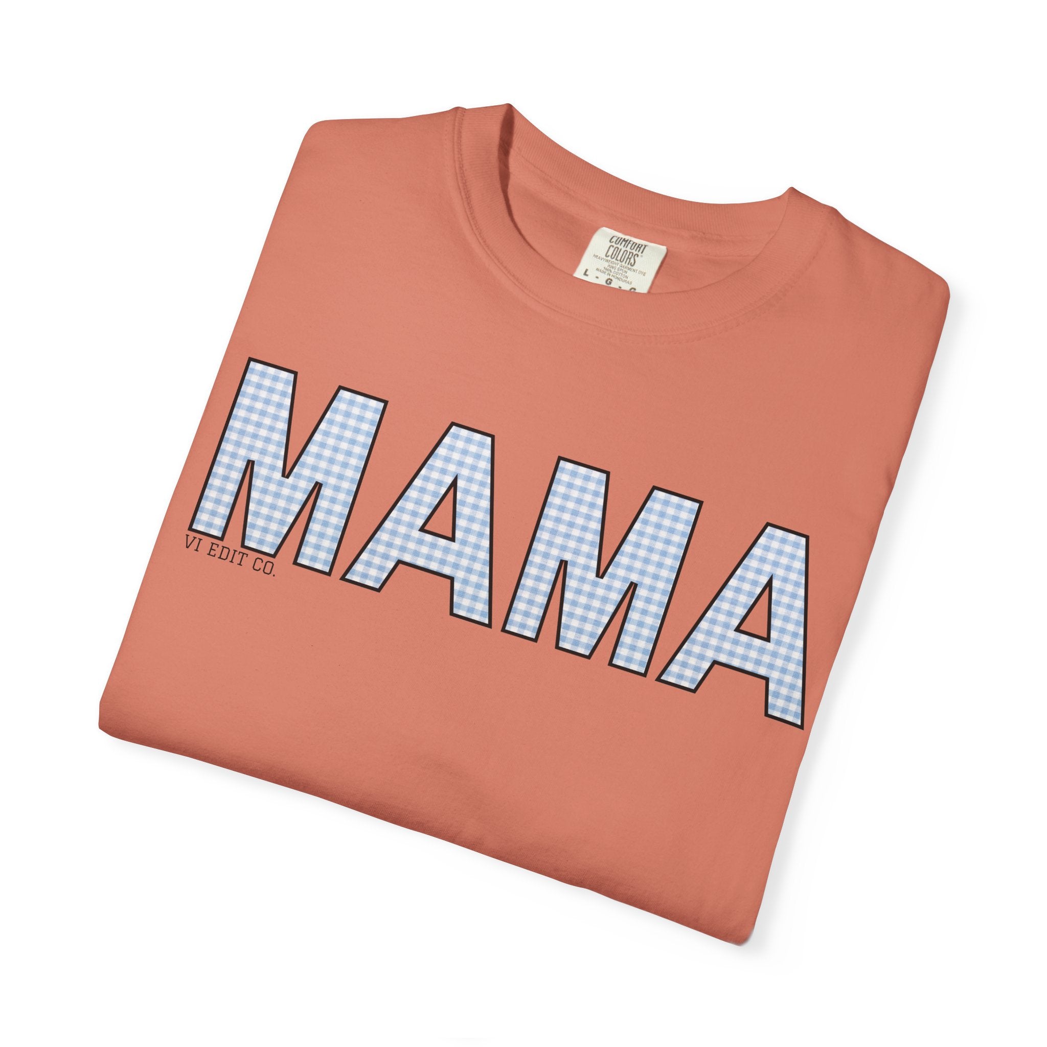 MAMA gingham block letters T-Shirt | mom shirt, mama tee