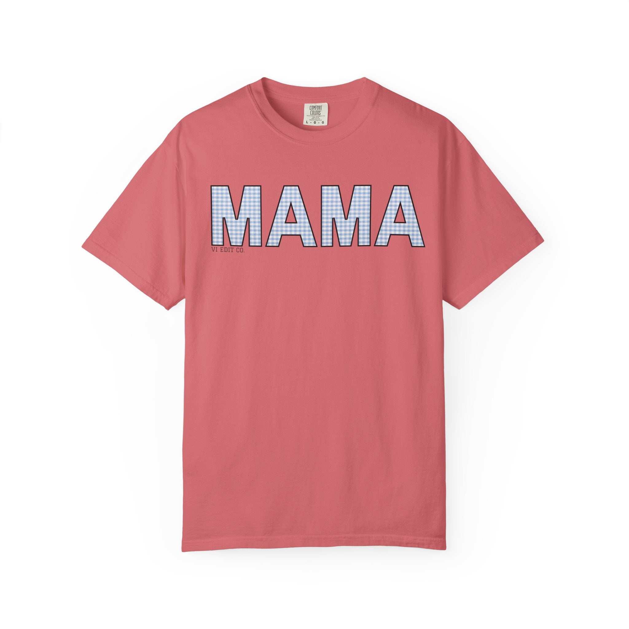 MAMA gingham block letters T-Shirt | mom shirt, mama tee