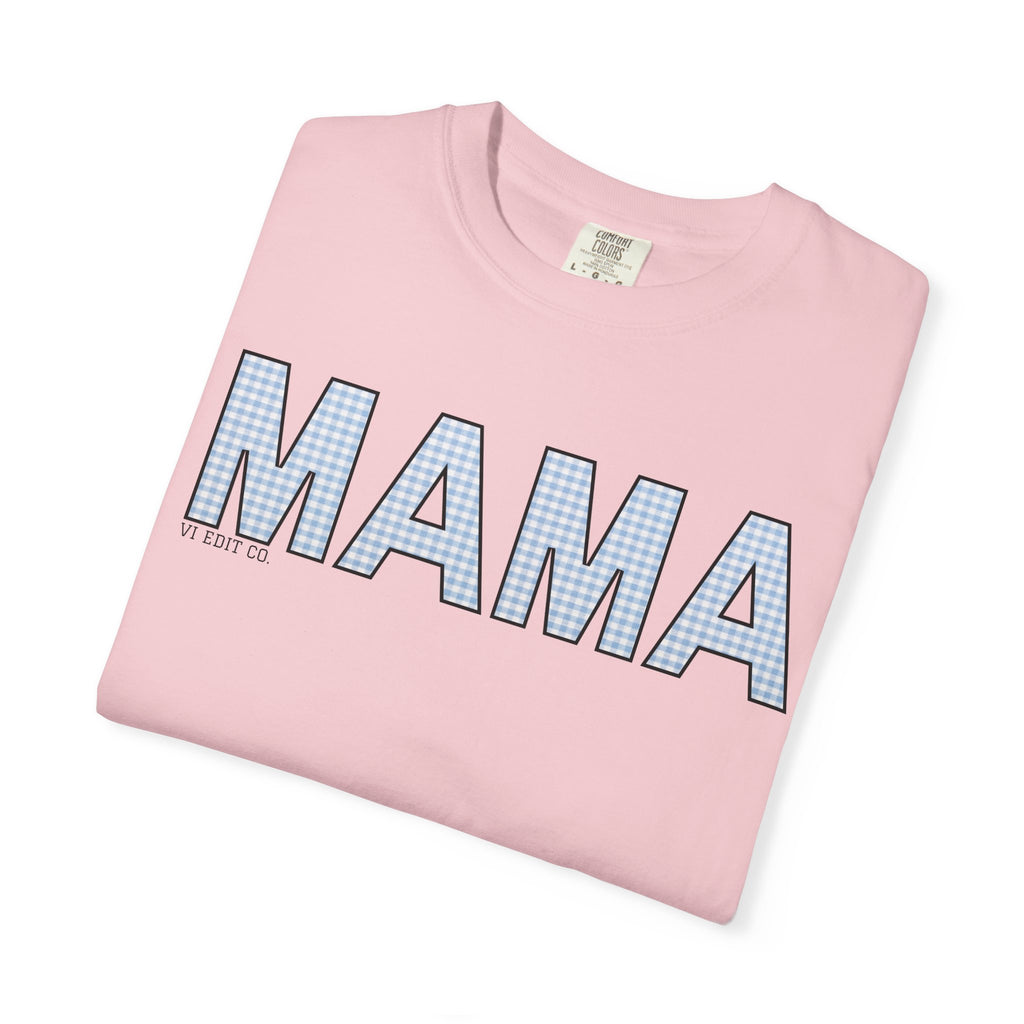MAMA gingham block letters T-Shirt | mom shirt, mama tee