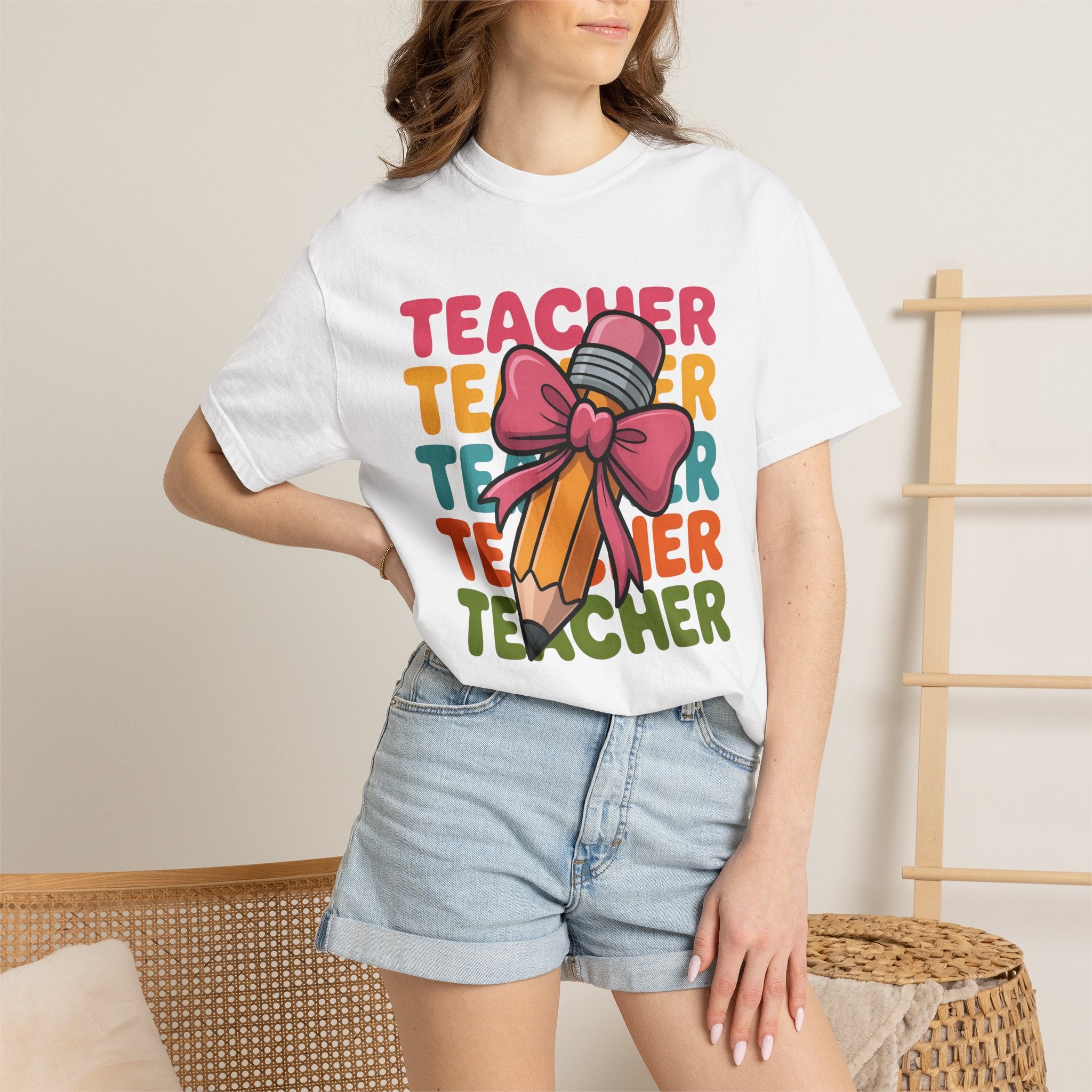Teacher Pencil Bow Tee