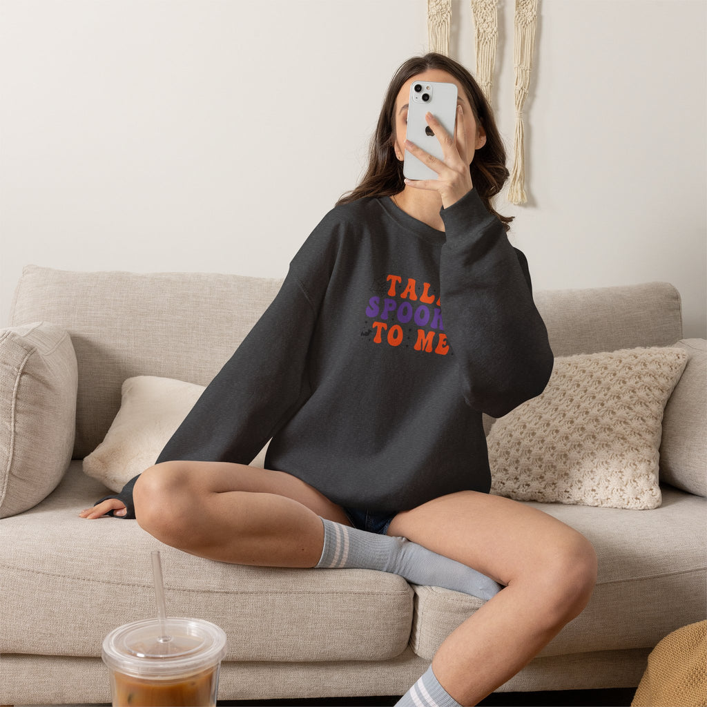 Talk Spooky To Me Crewneck Sweatshirt — Halloween Graphic Pullover