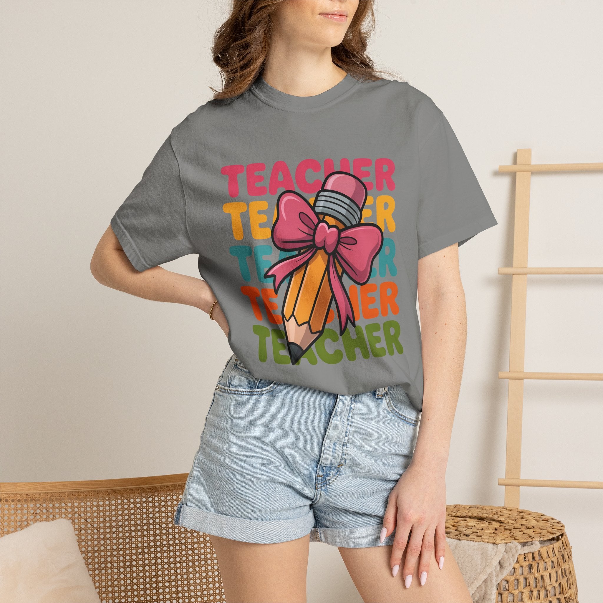 Teacher Pencil Bow Tee