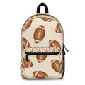Football Print Backpack — Cream Football Pattern School & Game Day Bag