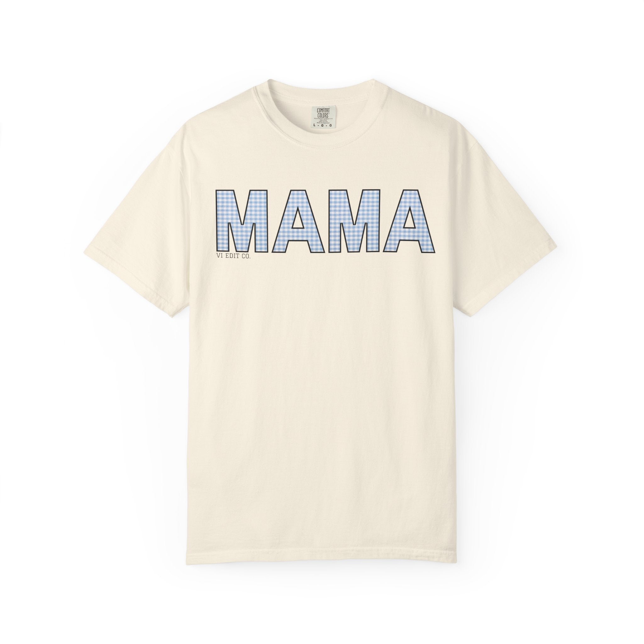 MAMA gingham block letters T-Shirt | mom shirt, mama tee
