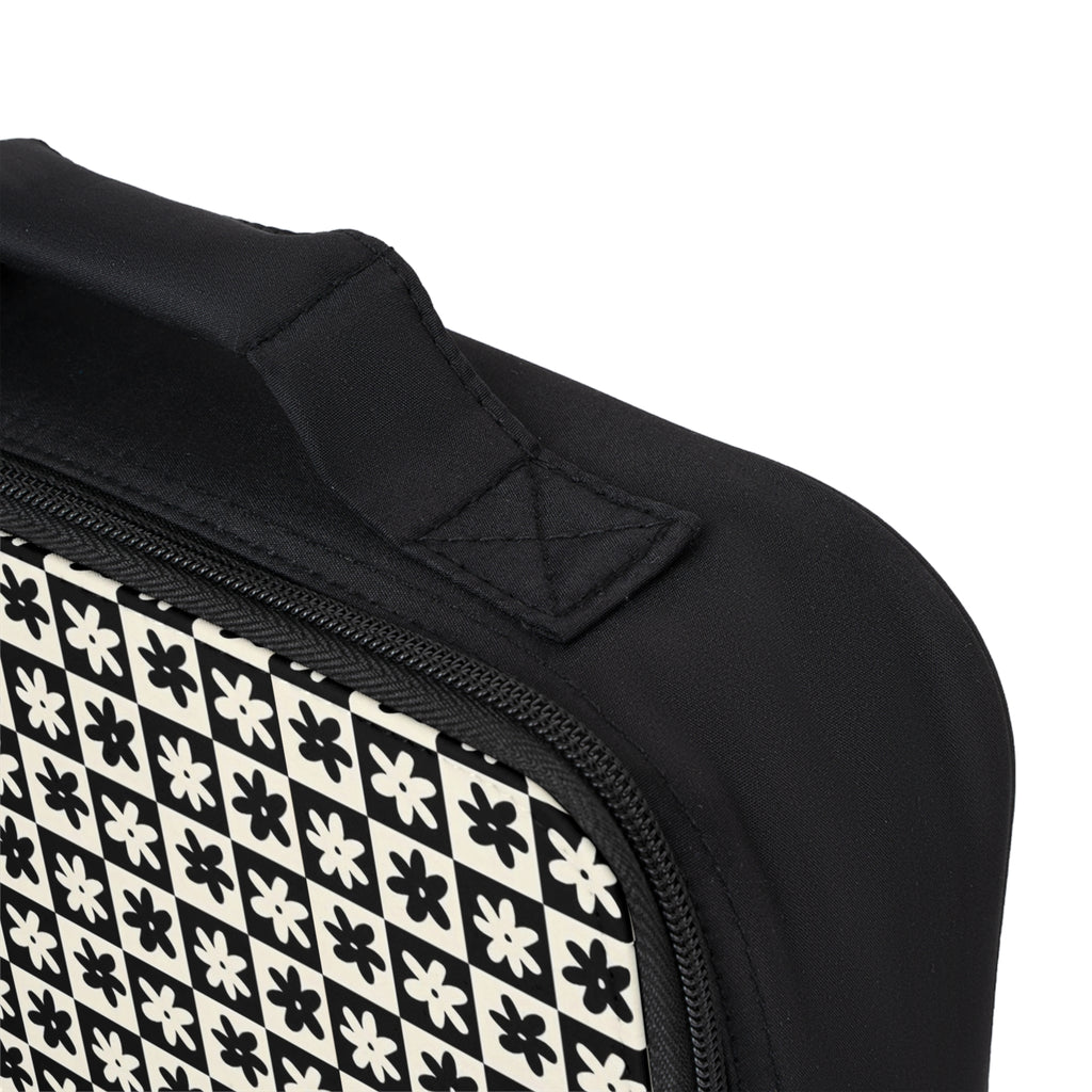 Black & White Asterisk Pattern Lunch Bag — Retro Geometric Insulated Tote