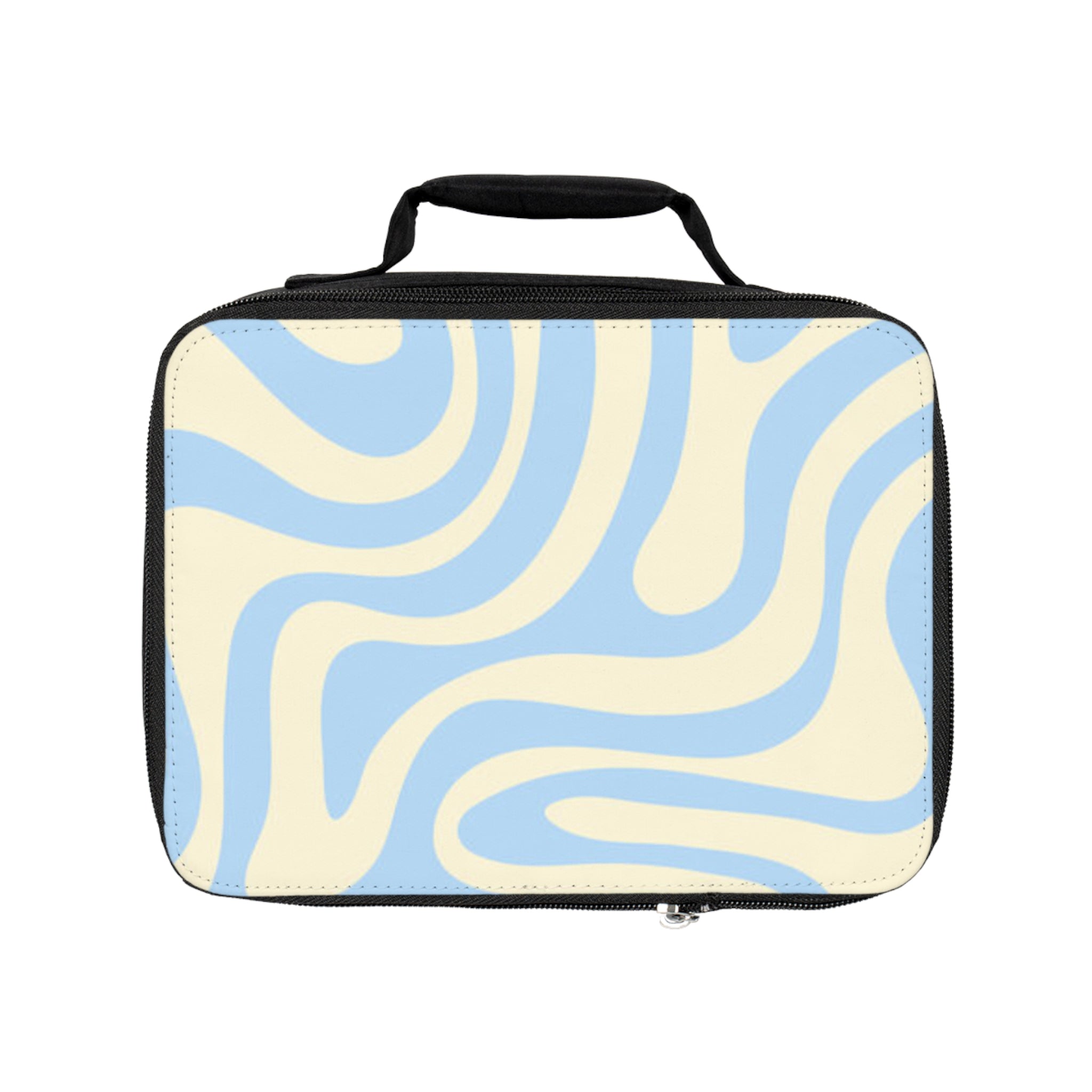 Retro Wavy Blue Lunch Bag — Cute Insulated School & Work Lunchbox