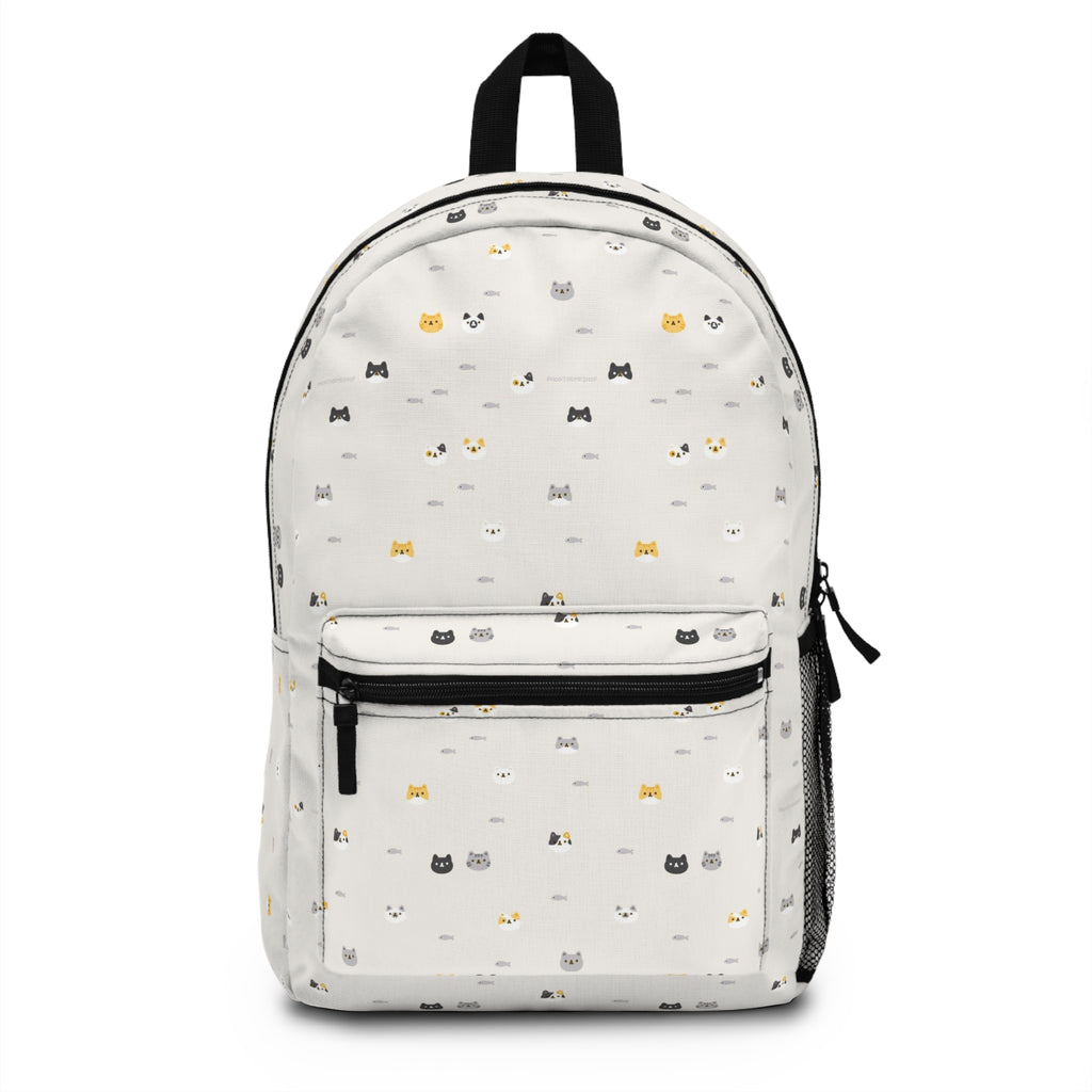 Cute Cat Pattern Backpack — White Mini Cats School Bag