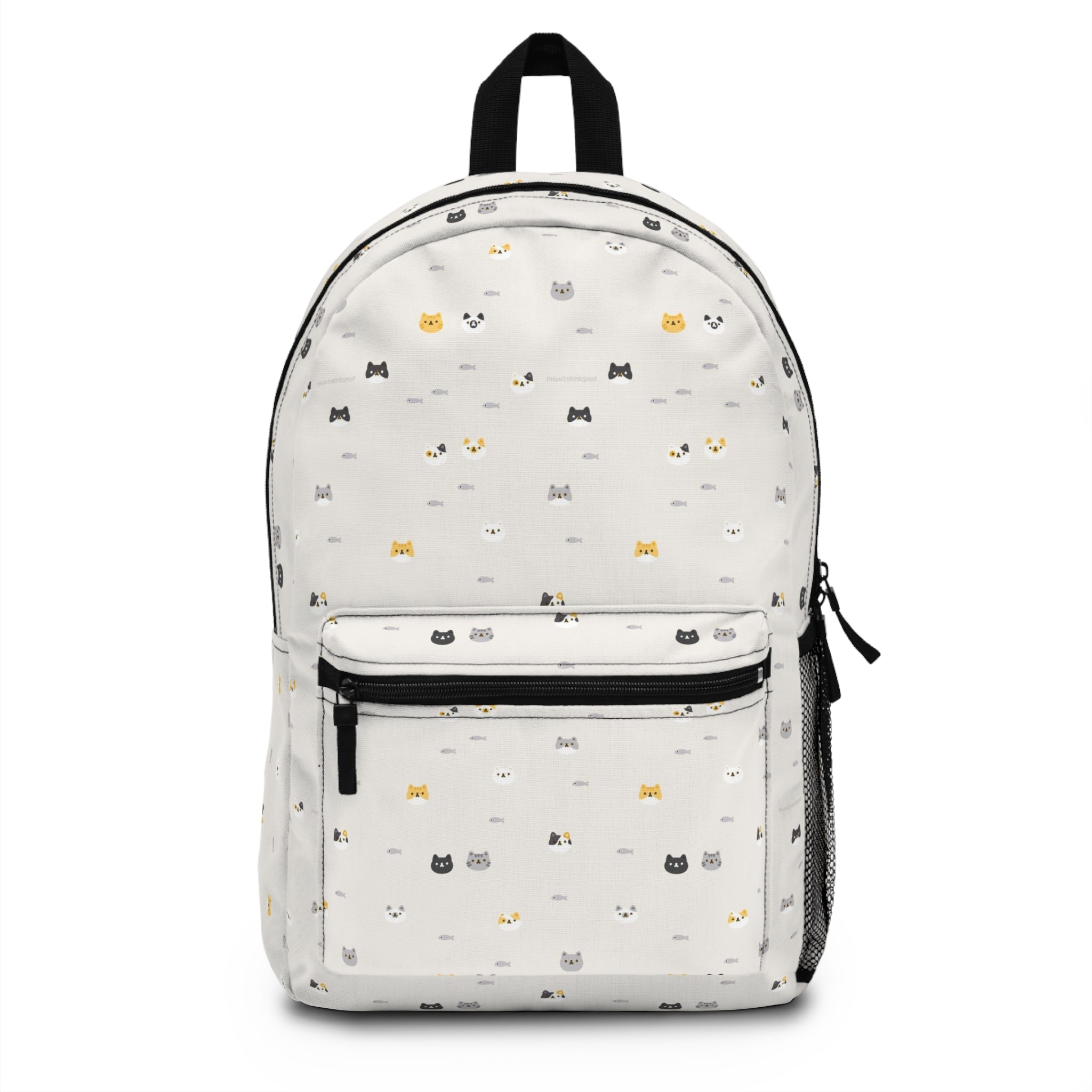 Cute Cat Pattern Backpack — White Mini Cats School Bag