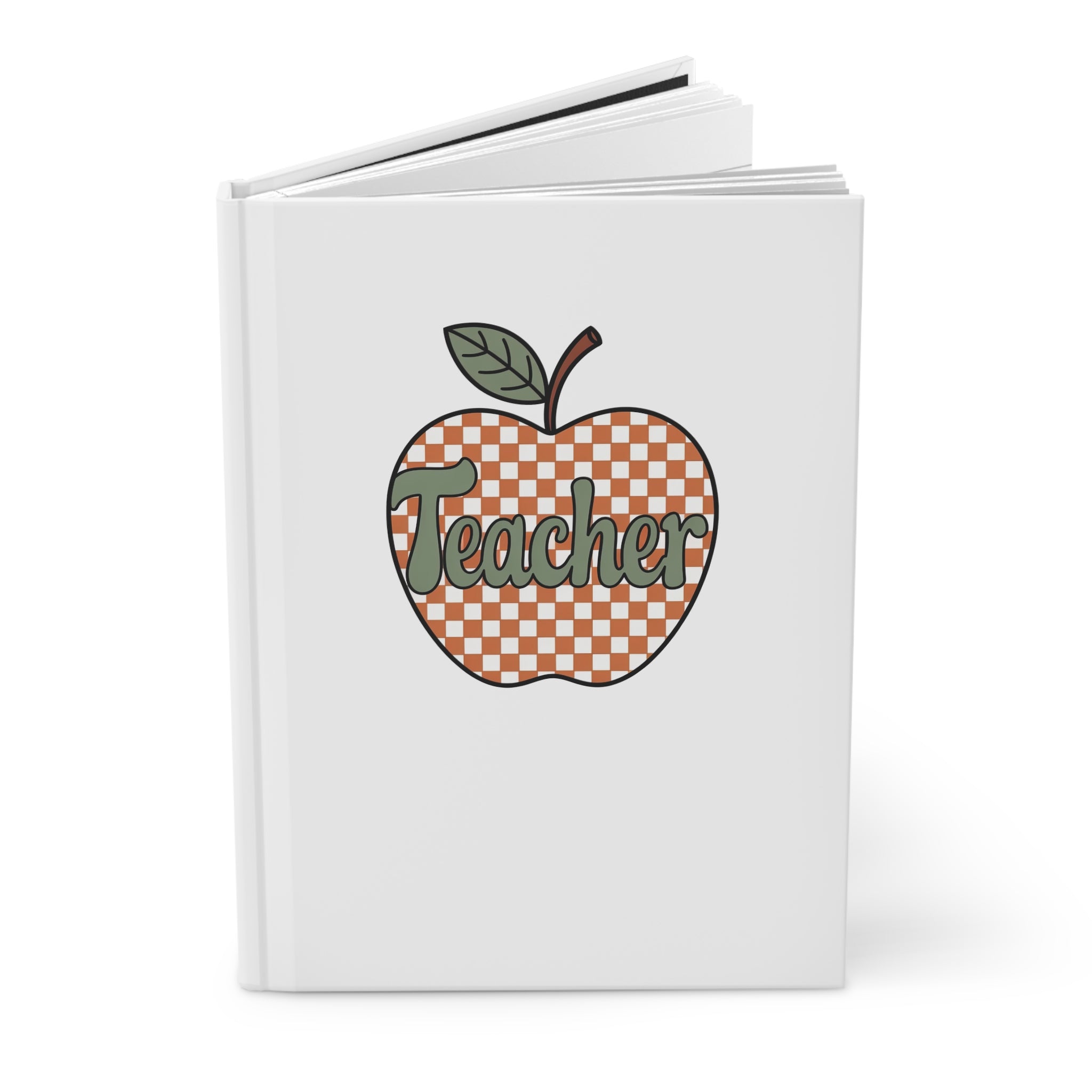 Teacher Apple Hardcover Journal — Checkered Retro Apple Notebook for Educators