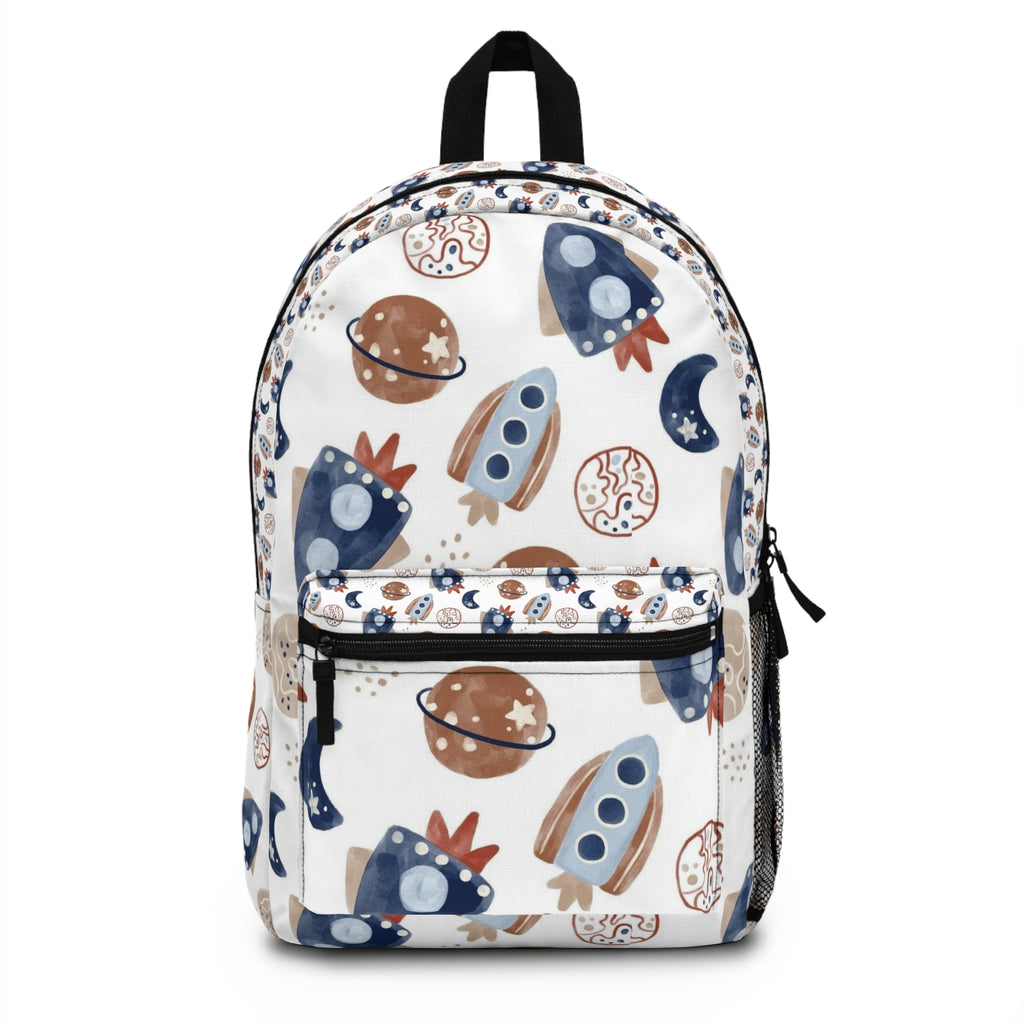 Kids' Space Rocket Backpack — Cute Planets & Moon Pattern School Bag