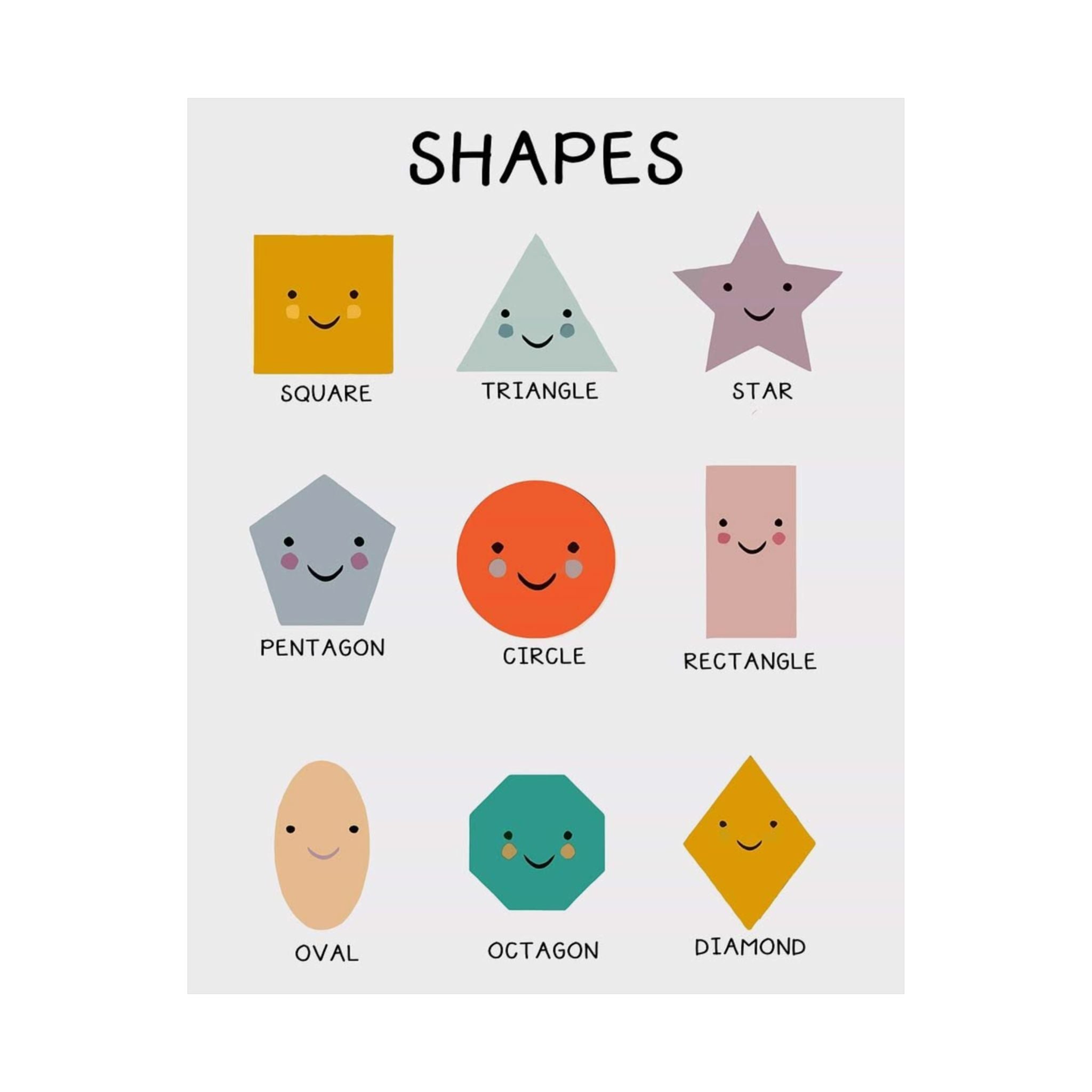 Shapes Educational Poster — Cute Kids’ Matte Wall Art