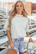 Light Grey Reversible Contrast-Stitched T-Shirt