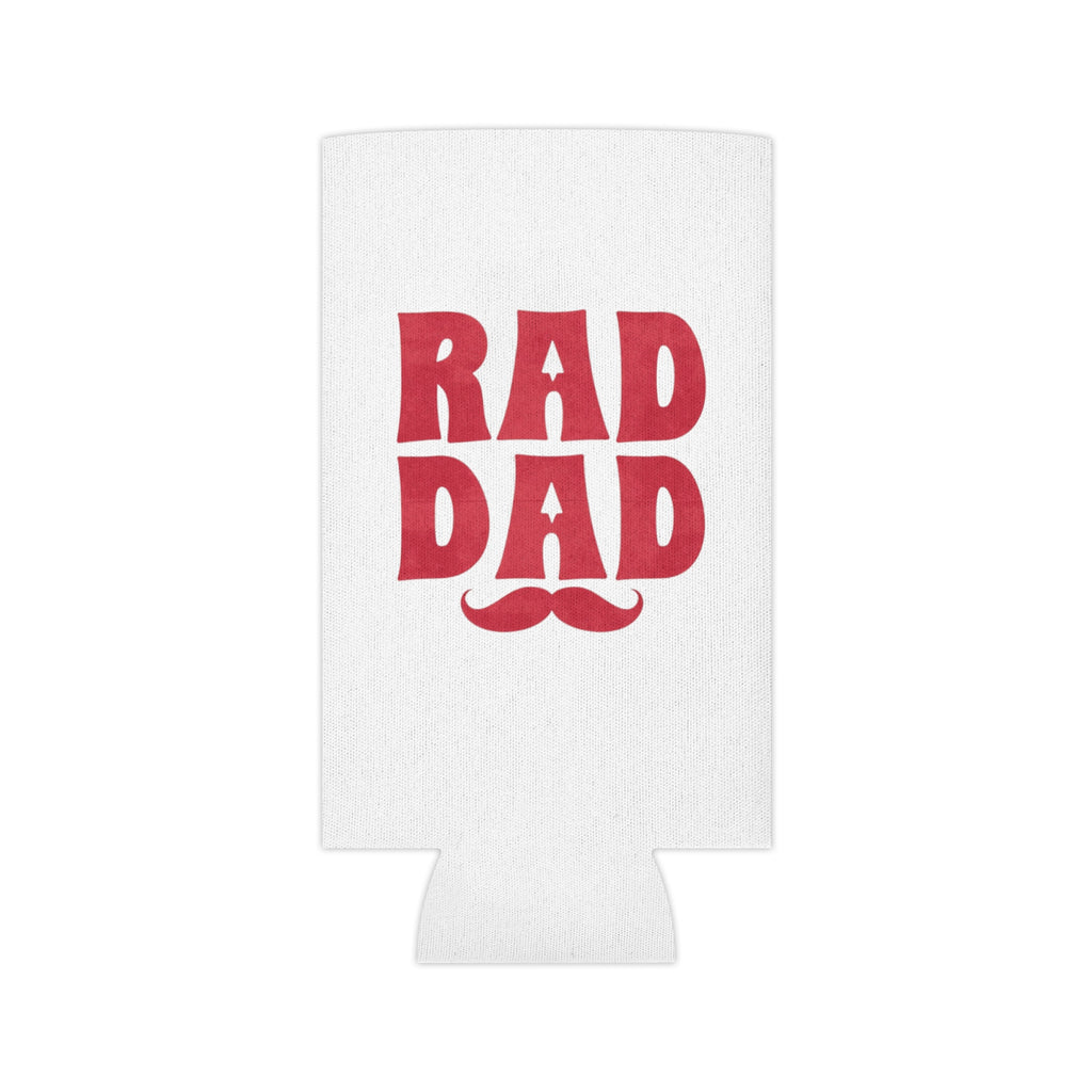 Can Cooler – "Rad Dad" Red Retro Mustache Beer Can Koozie | Father's Day Gift