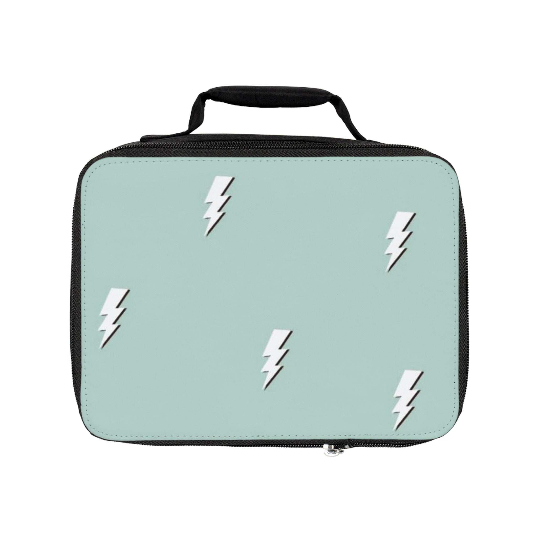 Mint Lightning Bolt Lunch Bag — Retro Electric Kids & Teen Insulated Lunchbox