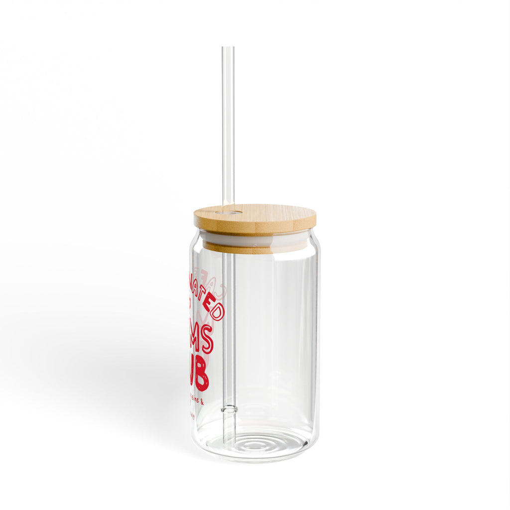 Caffeinated Moms Club Sipper Glass - 16oz Bamboo Lid Tumbler