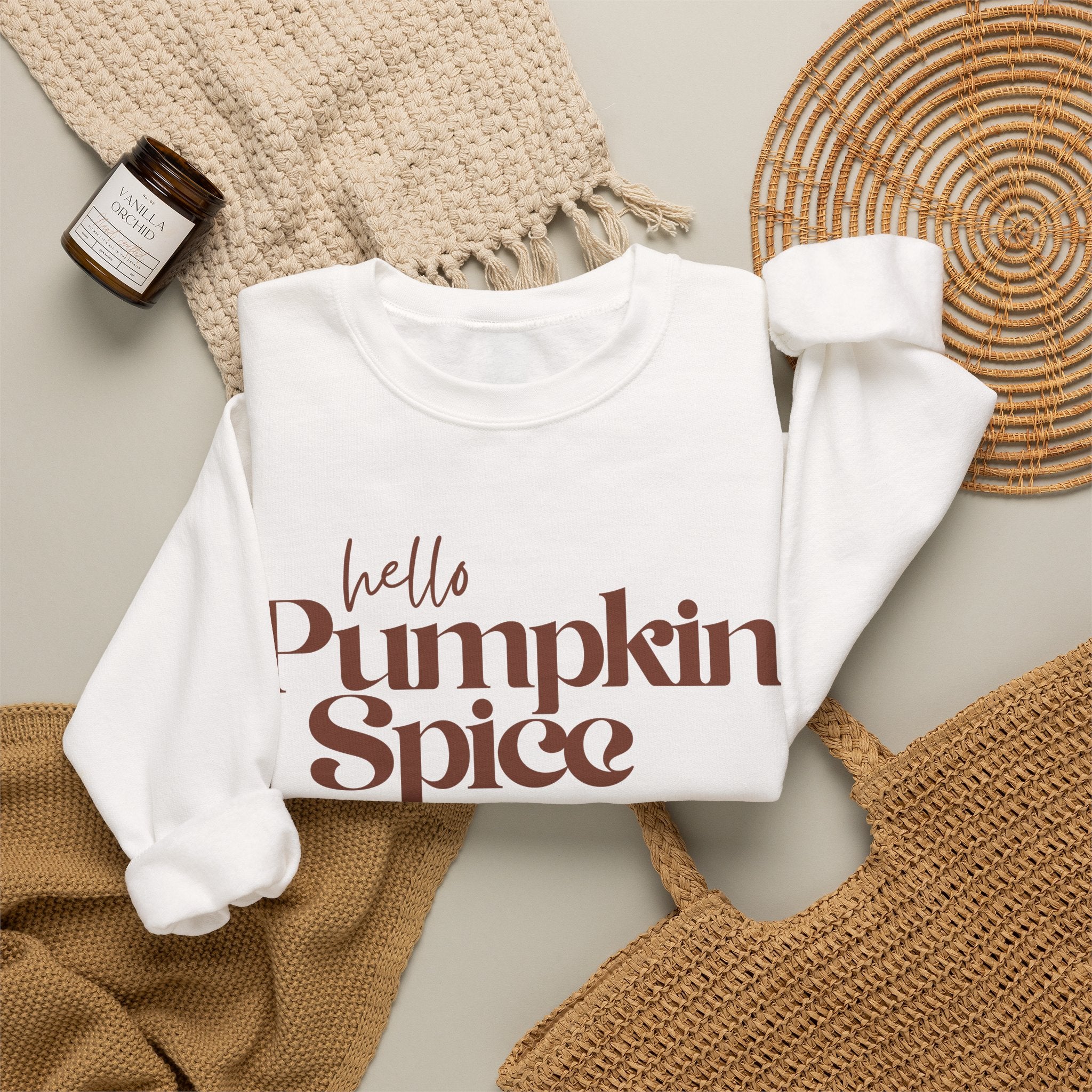Hello Pumpkin Spice Sweatshirt — Cozy Fall Crewneck for Pumpkin Lovers