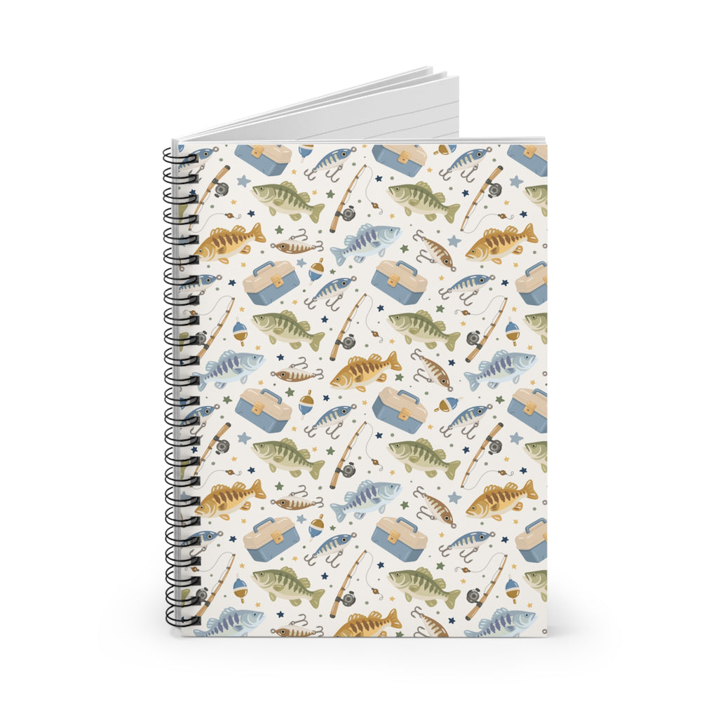 Fishing Pattern Spiral Notebook - Ruled Journal for Anglers & Outdoor Notes