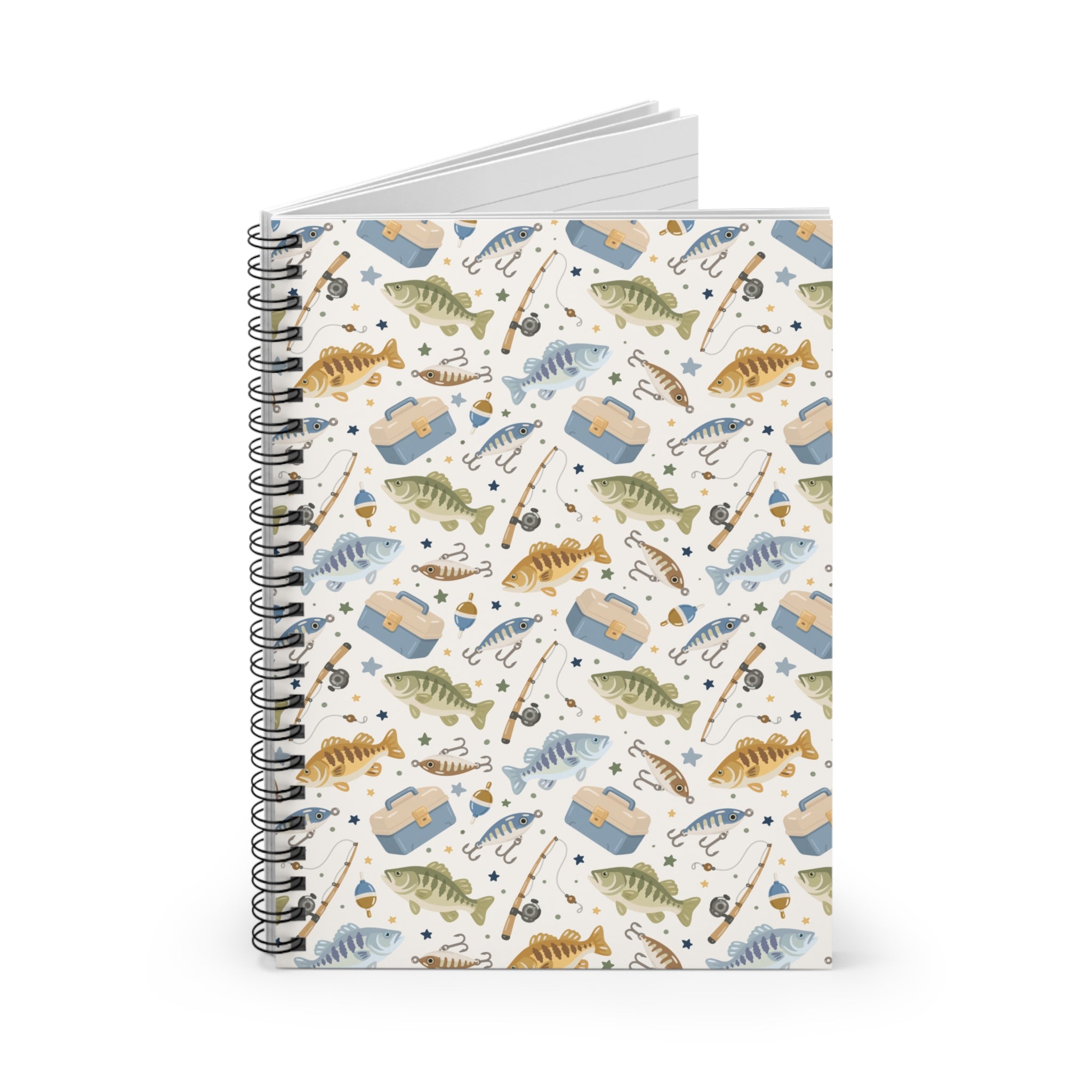 Fishing Pattern Spiral Notebook - Ruled Journal for Anglers & Outdoor Notes