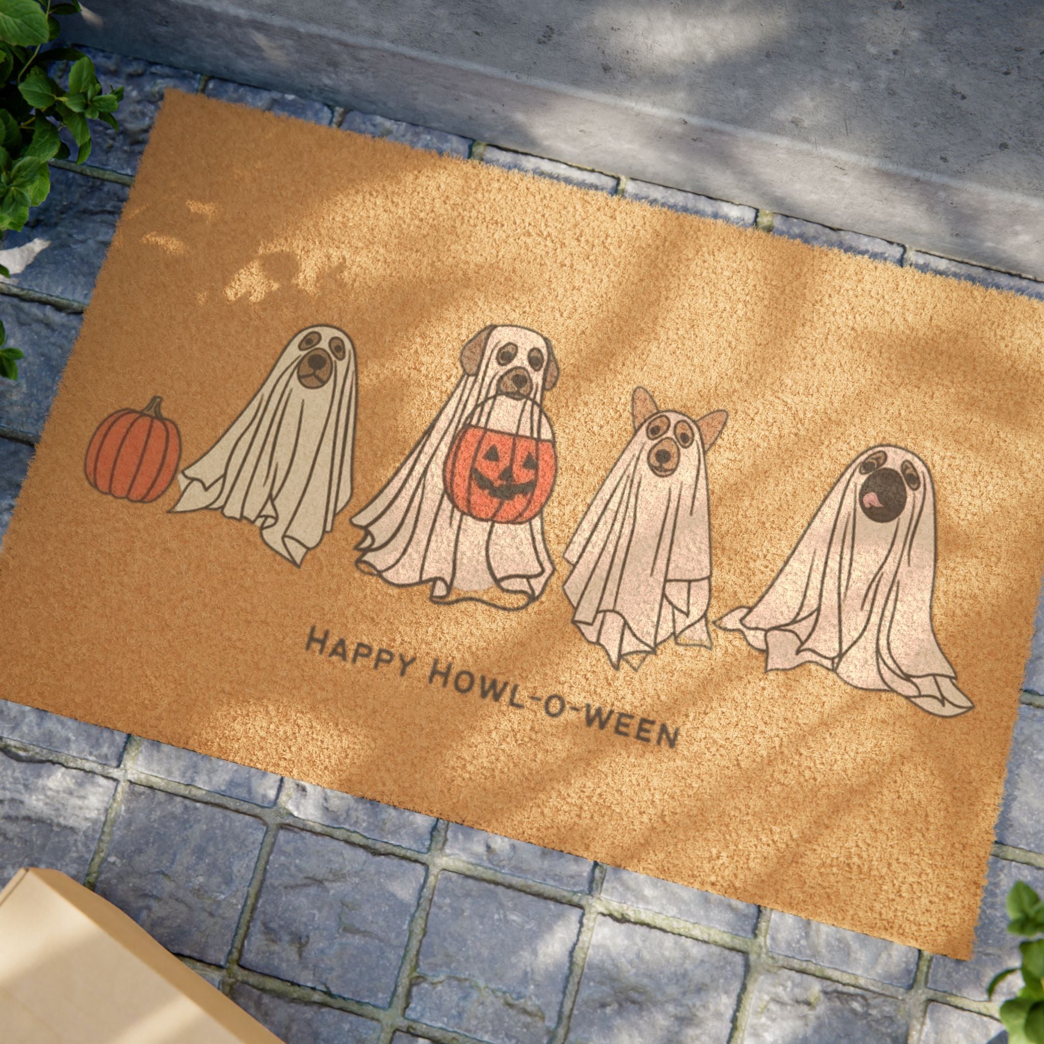 Halloween Ghost Dogs Welcome Mat