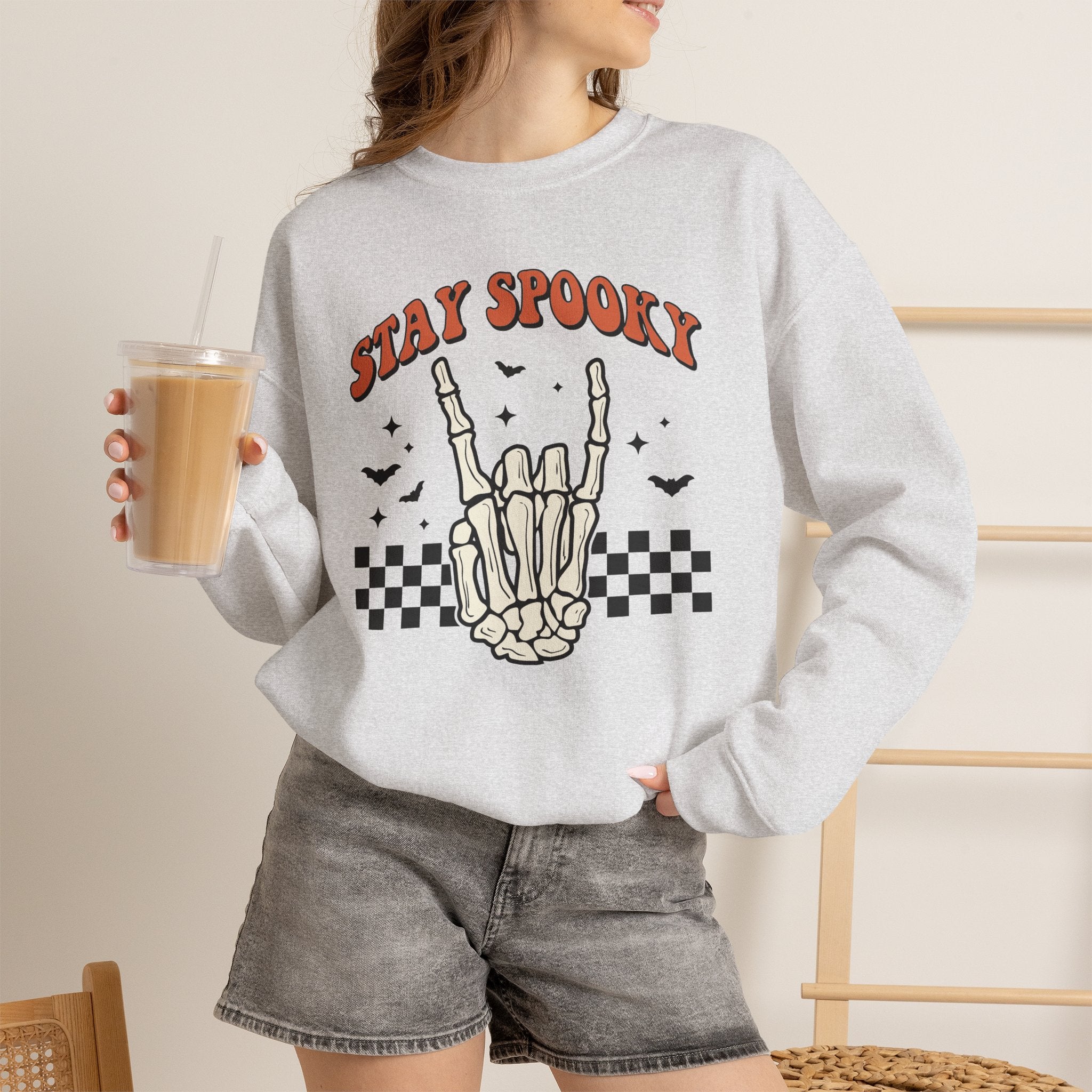 Stay Spooky Sweatshirt — Skeleton Hand Graphic Crewneck