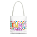 Summer Vibes Tote Bag – Colorful Retro Checkerboard Beach Market Bag
