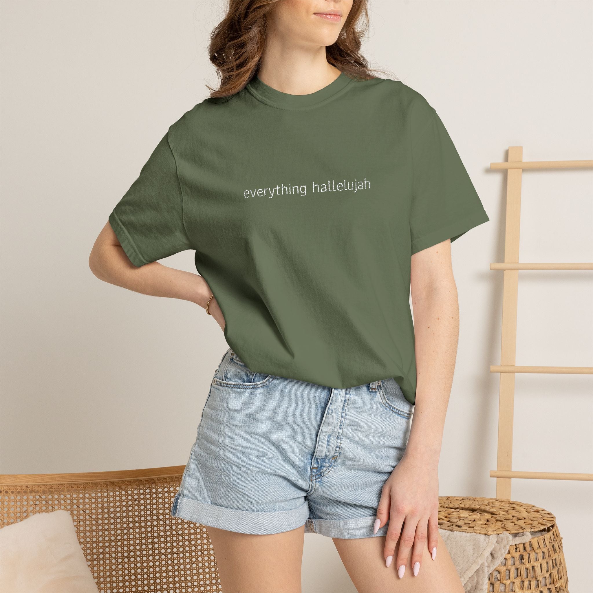 Everything Hallelujah embroidered T-shirt | religious typography, gospel