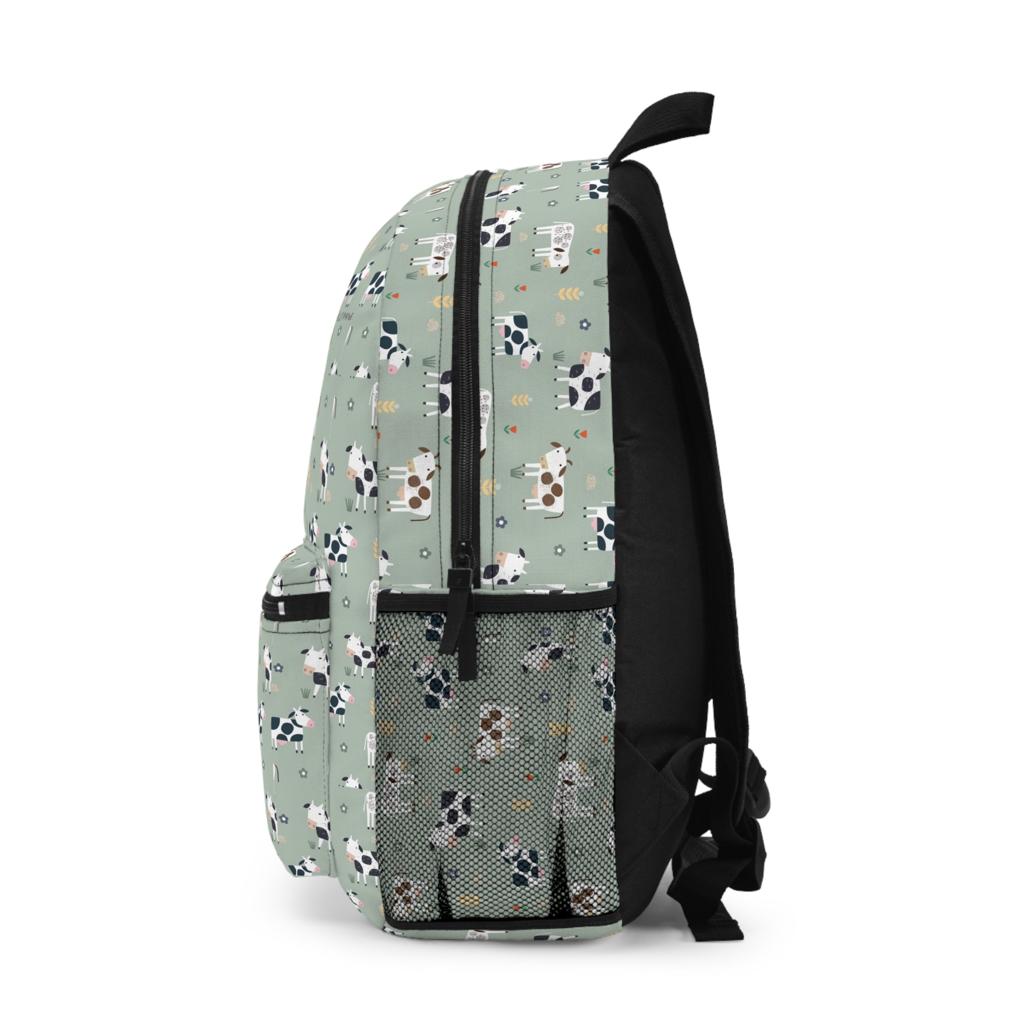Cow Print Kids Backpack — Cute Pastel Farm Animal School Bag