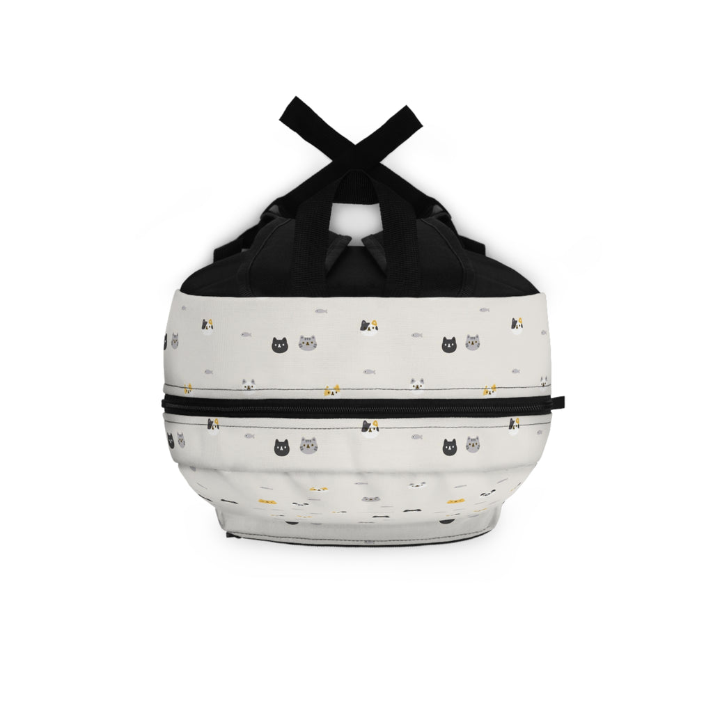 Cute Cat Pattern Backpack — White Mini Cats School Bag
