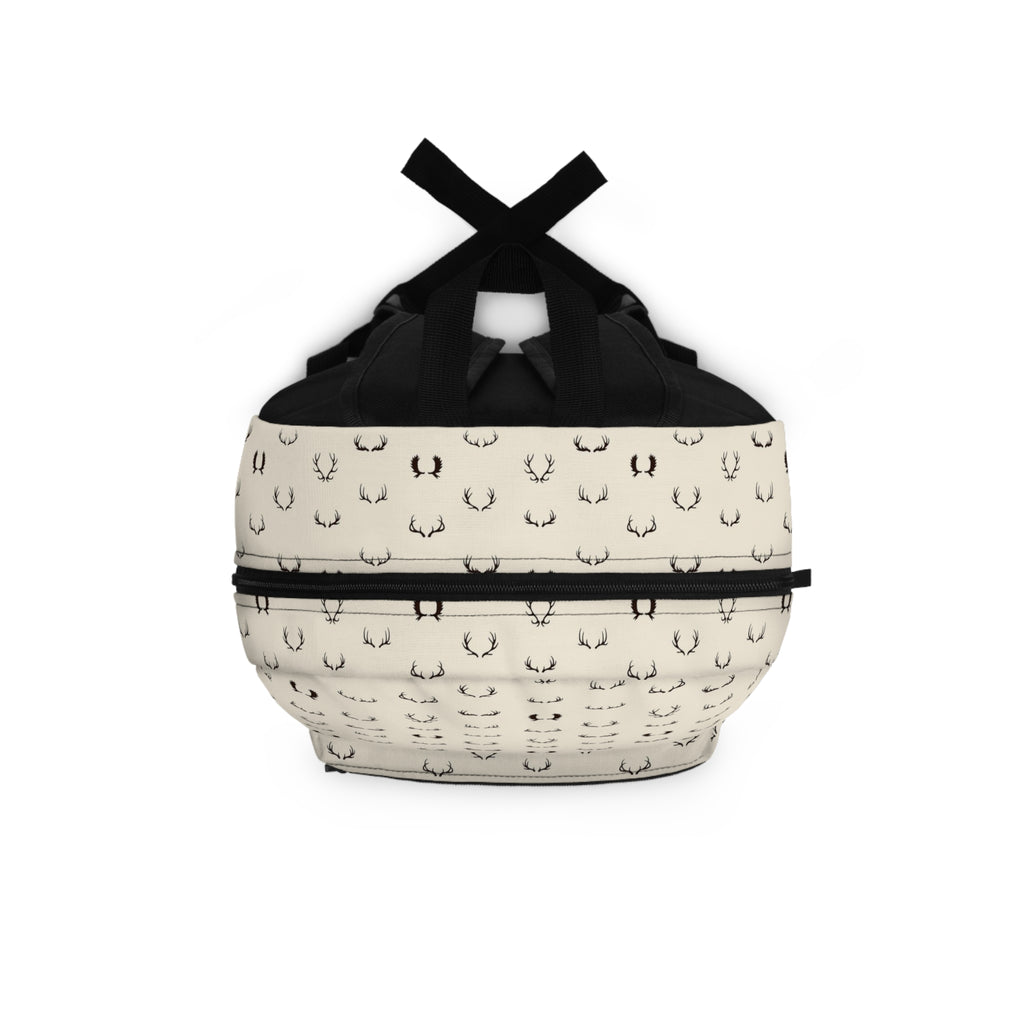 Minimal Neutral Horseshoe Pattern Backpack — Lightweight Everyday School & Travel Bag