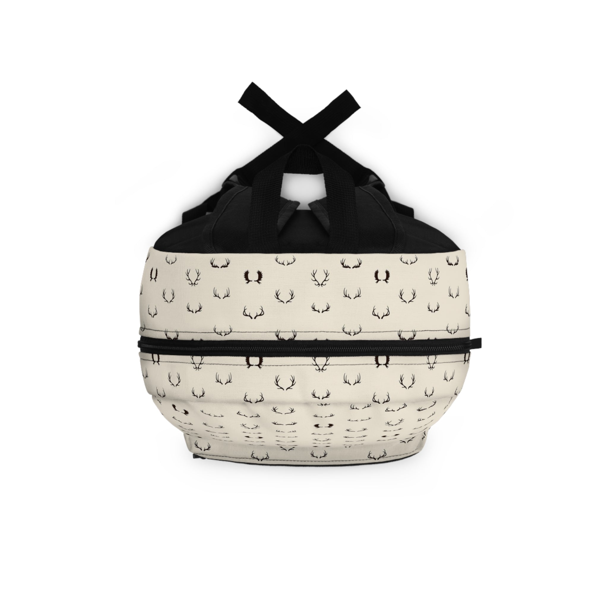 Minimal Neutral Horseshoe Pattern Backpack — Lightweight Everyday School & Travel Bag