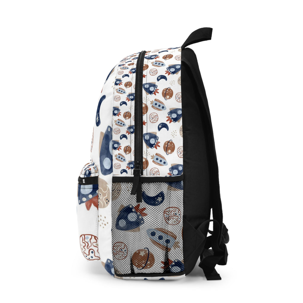 Kids' Space Rocket Backpack — Cute Planets & Moon Pattern School Bag