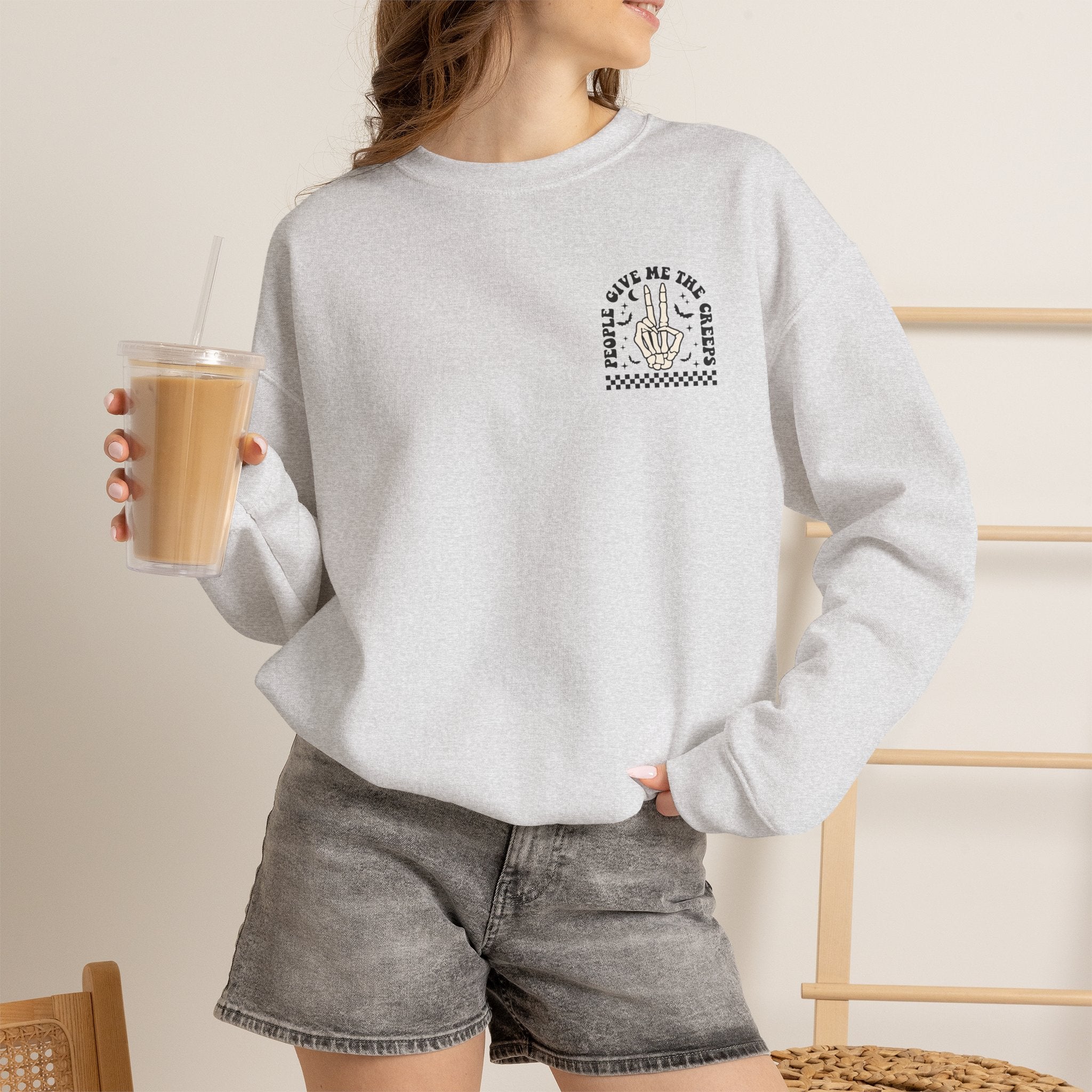 Crewneck Sweatshirt — "Out of My Mind" Minimal Vintage Graphic