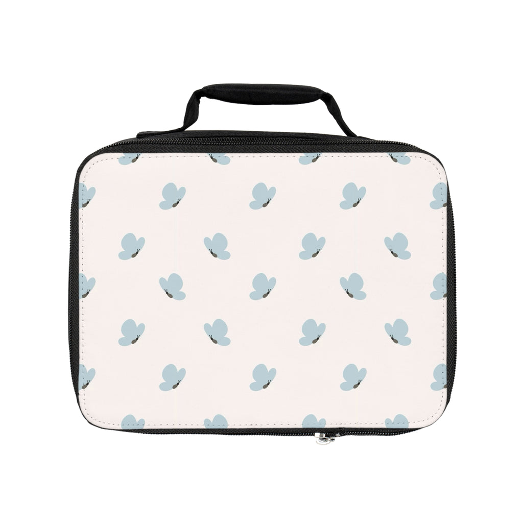 Butterfly Pattern Lunch Bag — Cute Pastel Blue Floral Insulated Kids & Adult Bento Tote