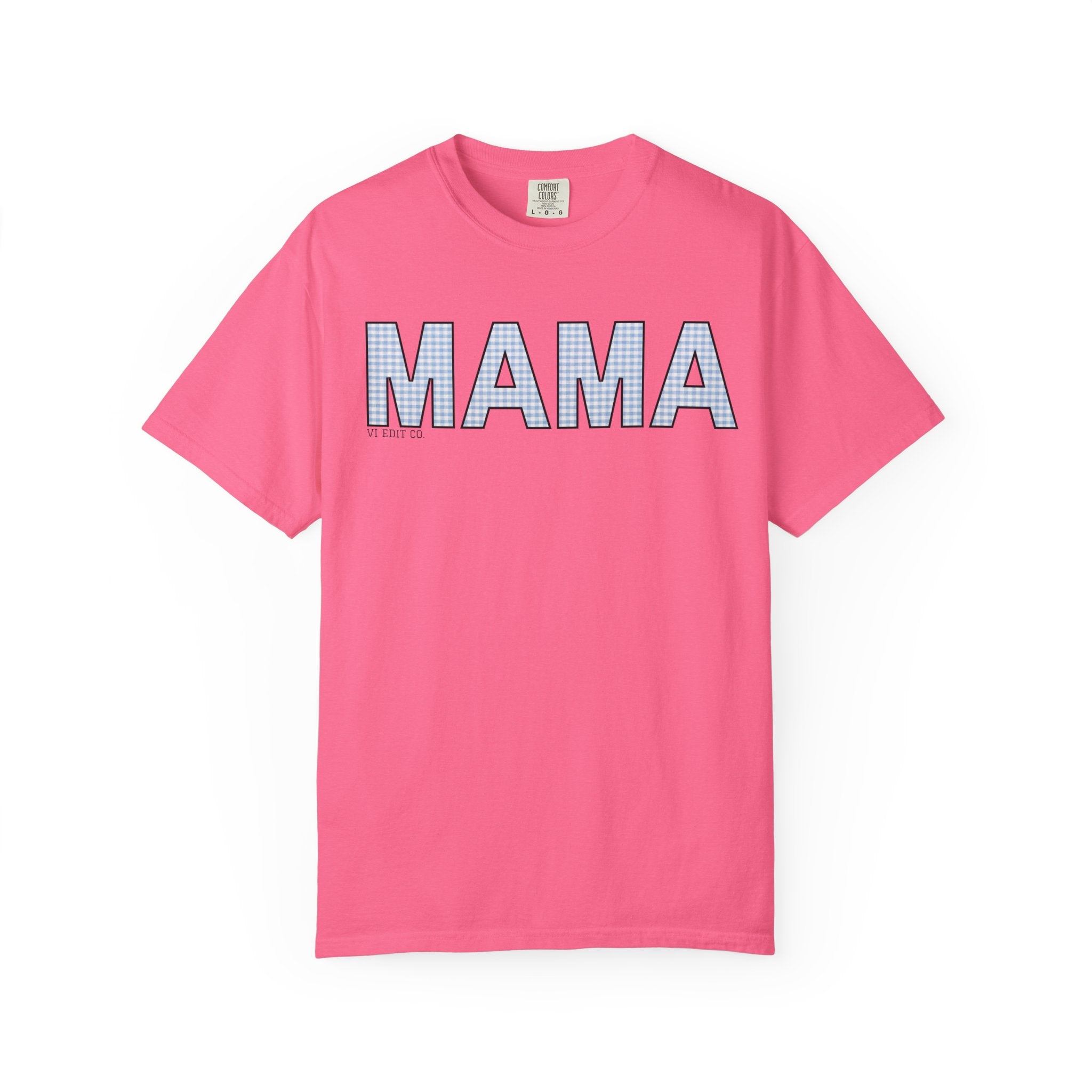 MAMA gingham block letters T-Shirt | mom shirt, mama tee
