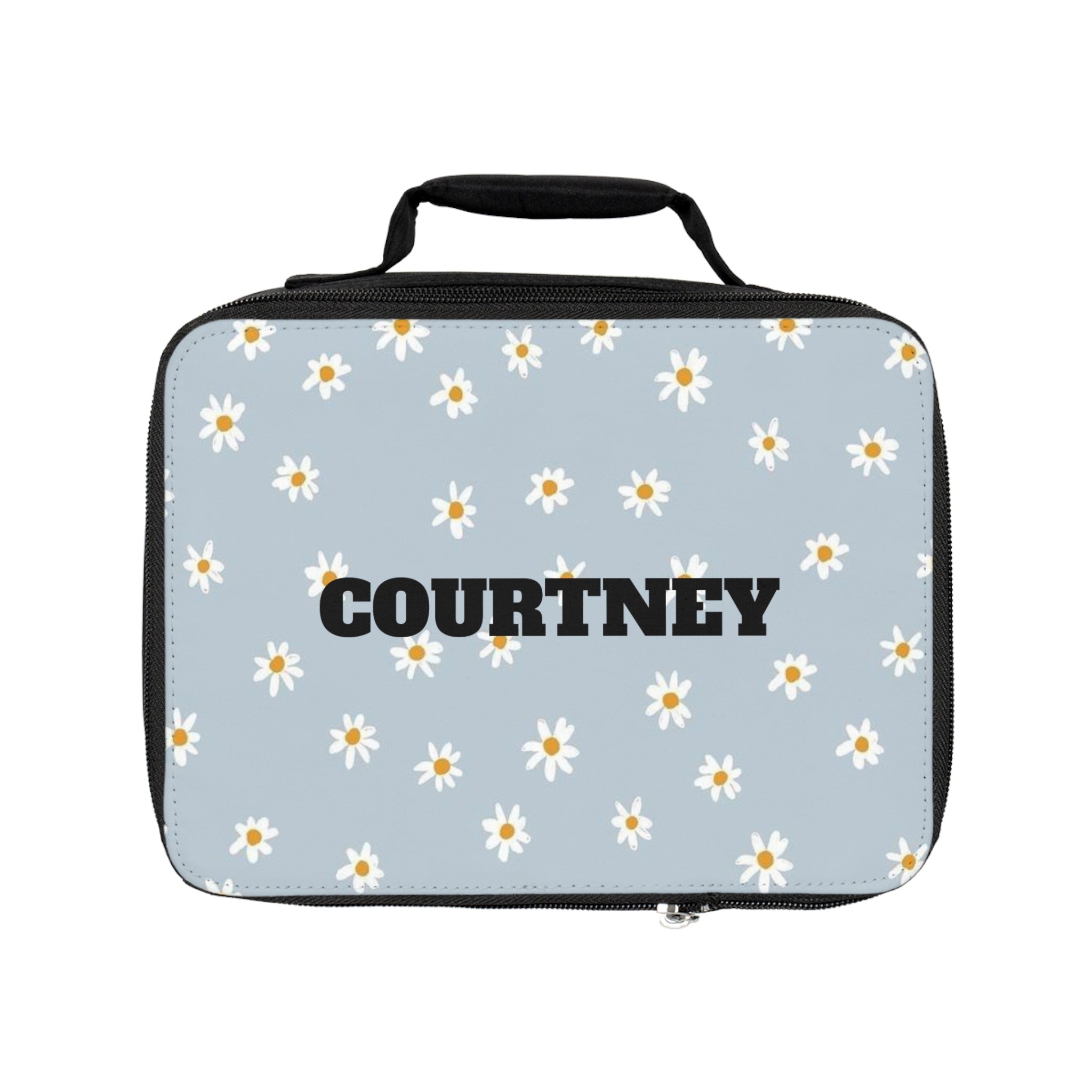 Personalized Daisy Lunch Bag — Custom Name "COURTNEY" Insulated Cooler