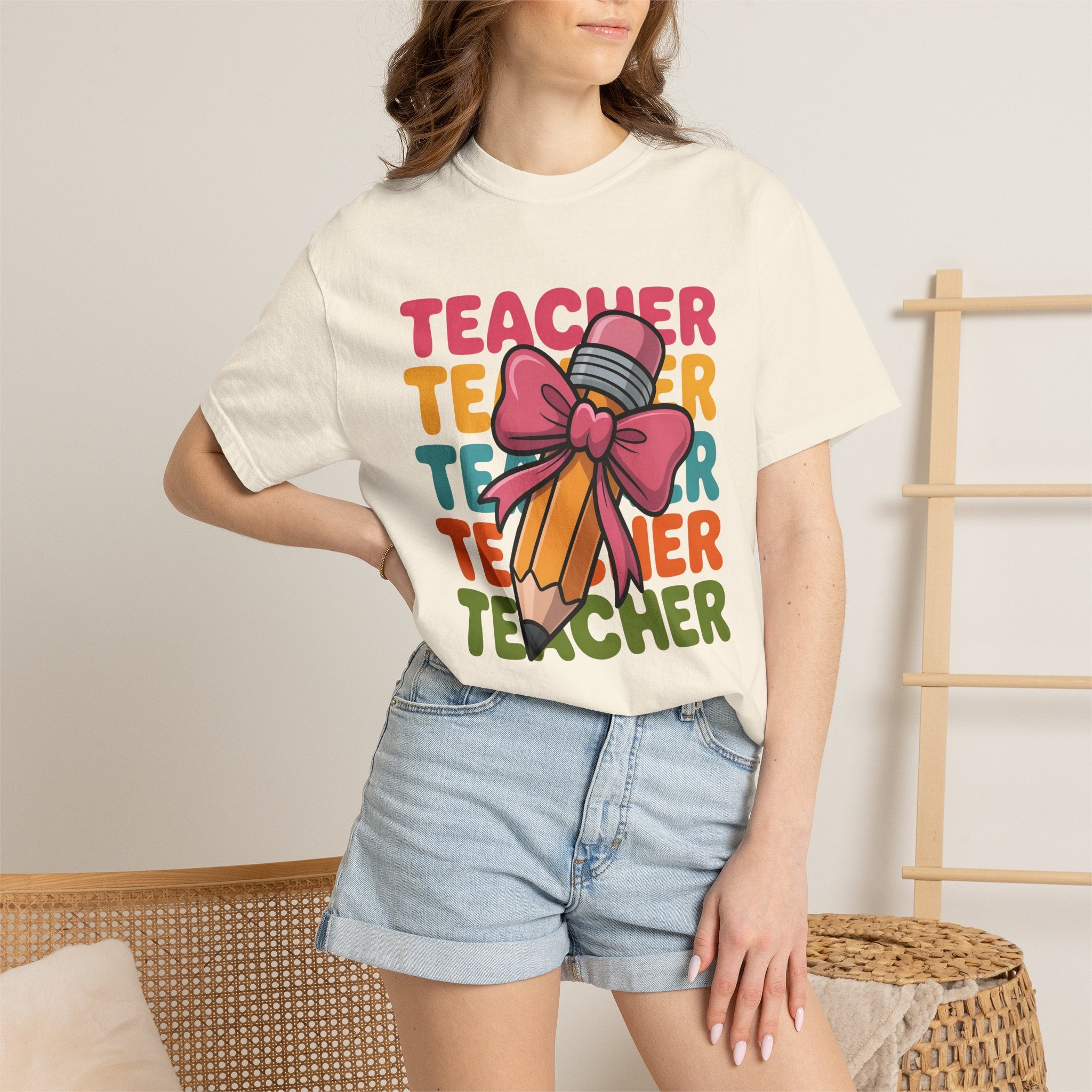 Teacher Pencil Bow Tee