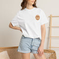 Teacher Assistant Floral Smiley T-Shirt | Retro Typography, Fall Colors